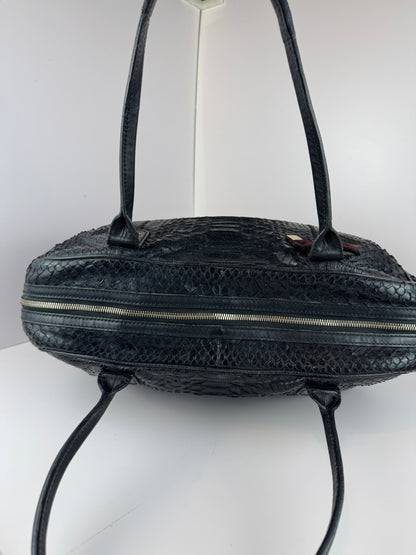 Gucci Princy Hobo Python Black Leather Web stripe