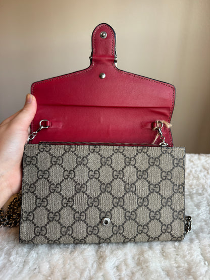 GUCCI Dionysus Chain wallet GG  Coated Canvas Small