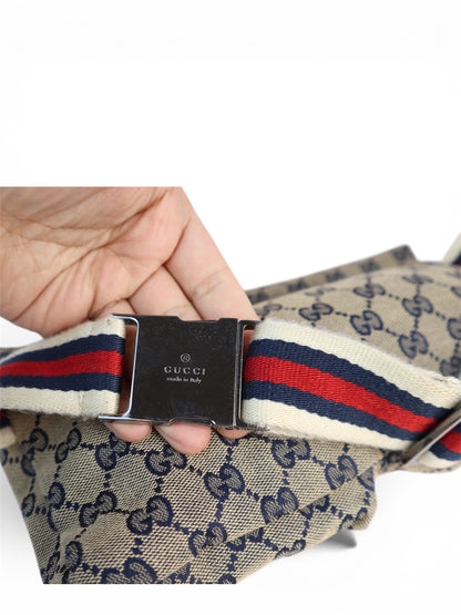 Gucci Vintage Double Belt Bag GG Canvas