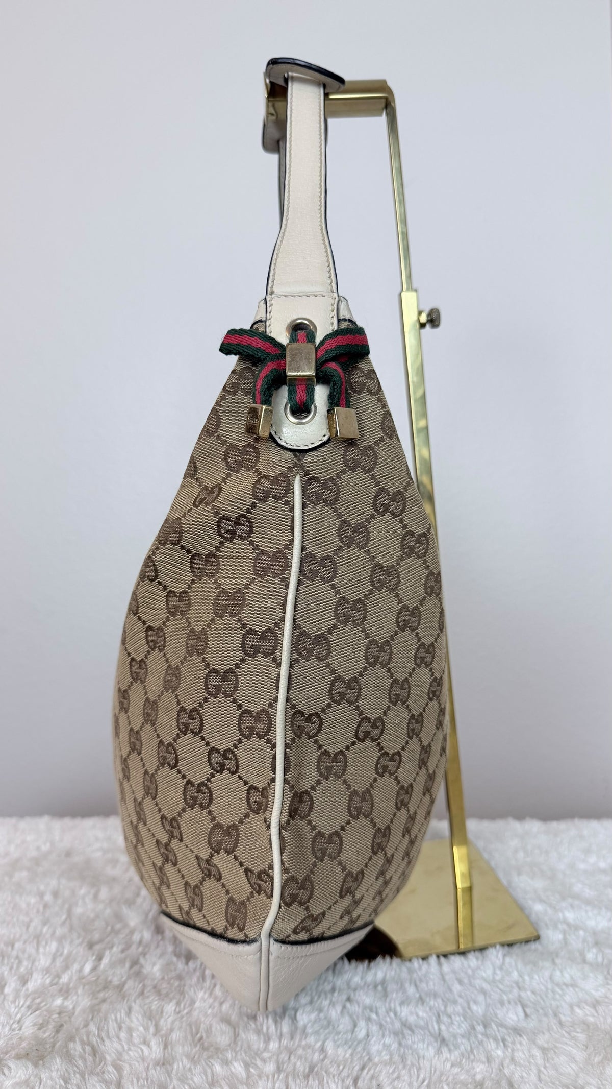 GUCCI Web bow Hobo GG Canvas white