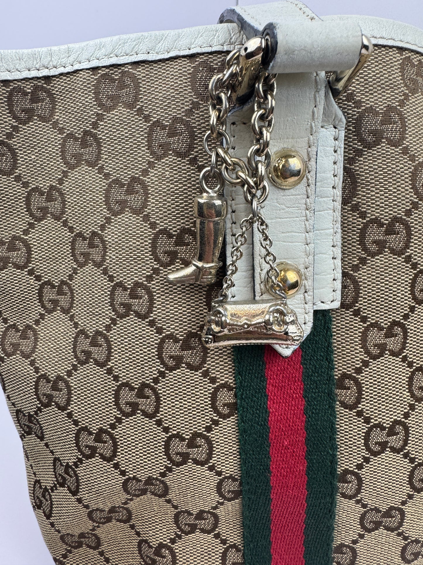 Gucci Web Tote GG Canvas White