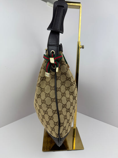 Gucci Web Bow Hobo GG Canvas