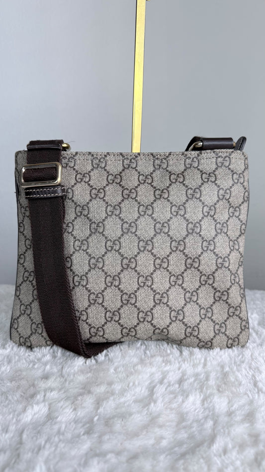 GUCCI Flat Small GG Supreme Coated canvas Brown messenger