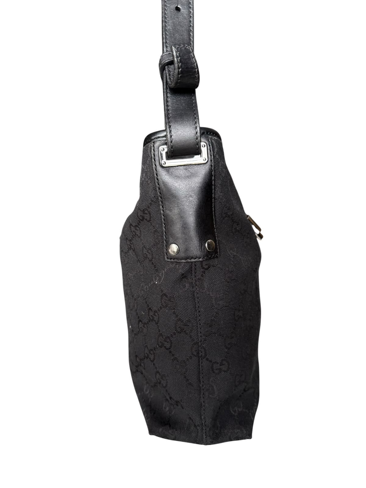 Gucci Piston Lock Shoulder bag GG Canvas Black