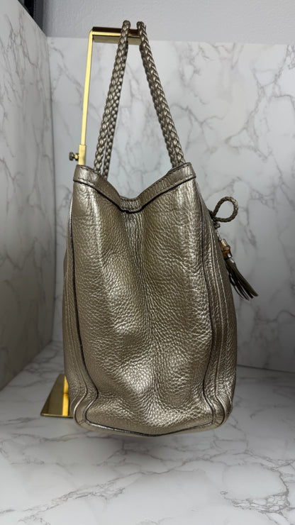 Gucci Bella Metallic Leather Tote Bag