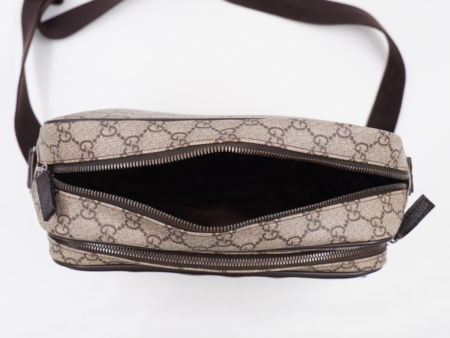 Gucci Camera GG Supreme Coated Canvas Crossbody Brown