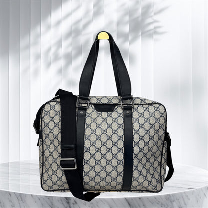 Gucci Briefcase Convertible Zip Around GG Coated Canvas Medium