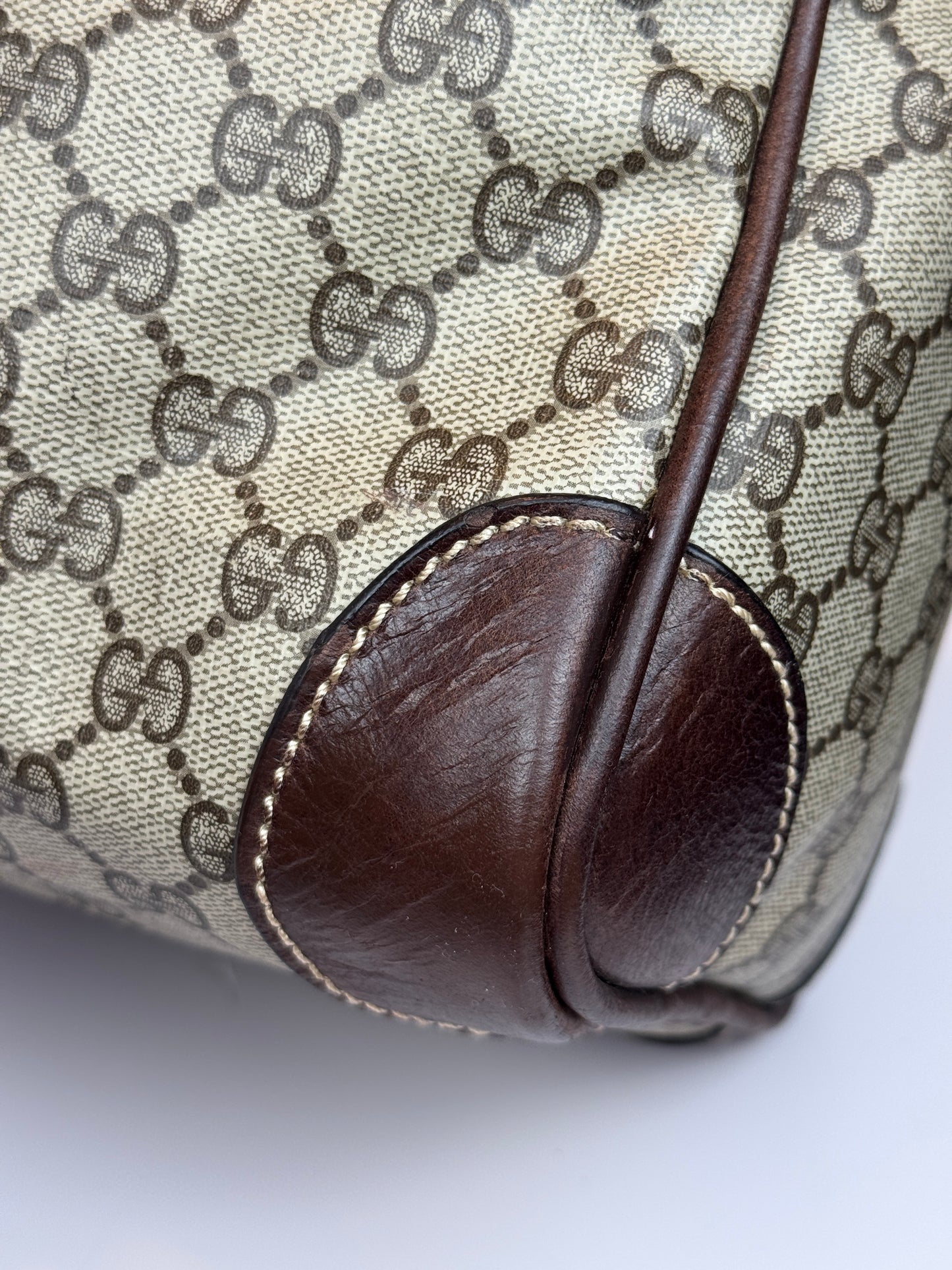 GUCCI Vintage Web Travel GG Coated Canvas Brown