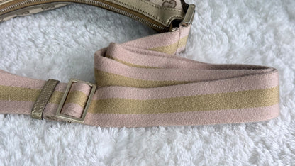 GUCCI Web Halfmoon Hobo  GG Canvas Gold Metallic