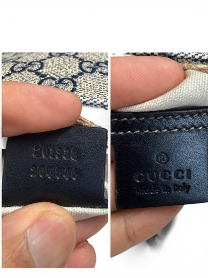 Gucci Zip Top Crossbody Coated Canvas Navy