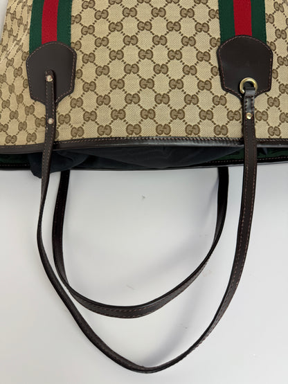 Gucci Web Tote GG Canvas Dark Brown