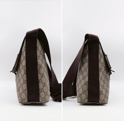 Gucci Double Buckle Messenger Bag GG Coated Canvas