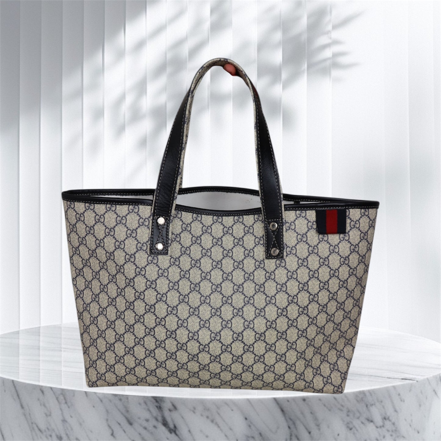 Gucci Web Loop Tote GG Supreme Navy