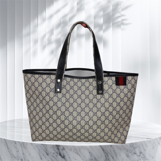 Gucci Web Loop Tote GG Supreme Navy
