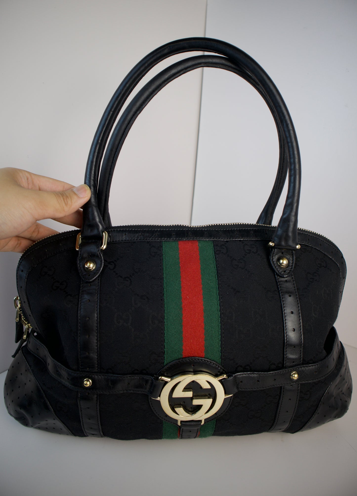 Gucci Reins GG Canvas Shoulder bag Black