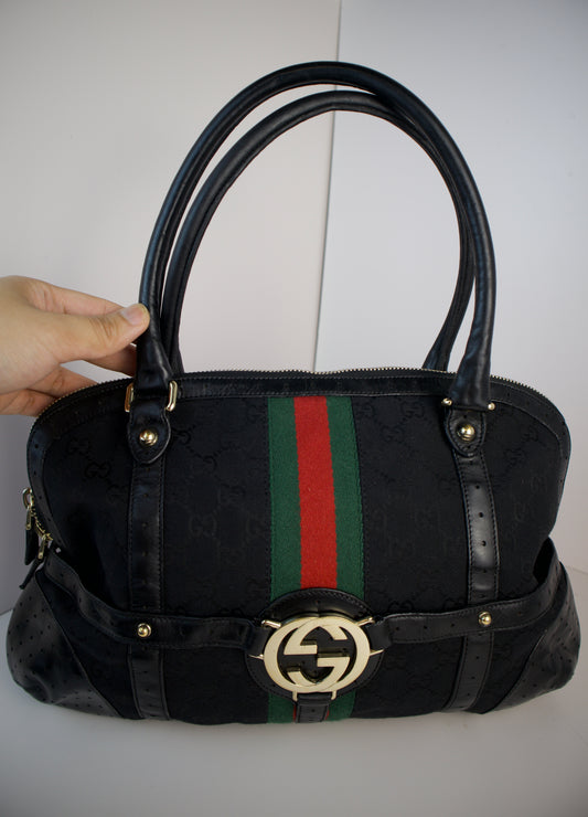 Gucci Reins GG Canvas Shoulder bag Black