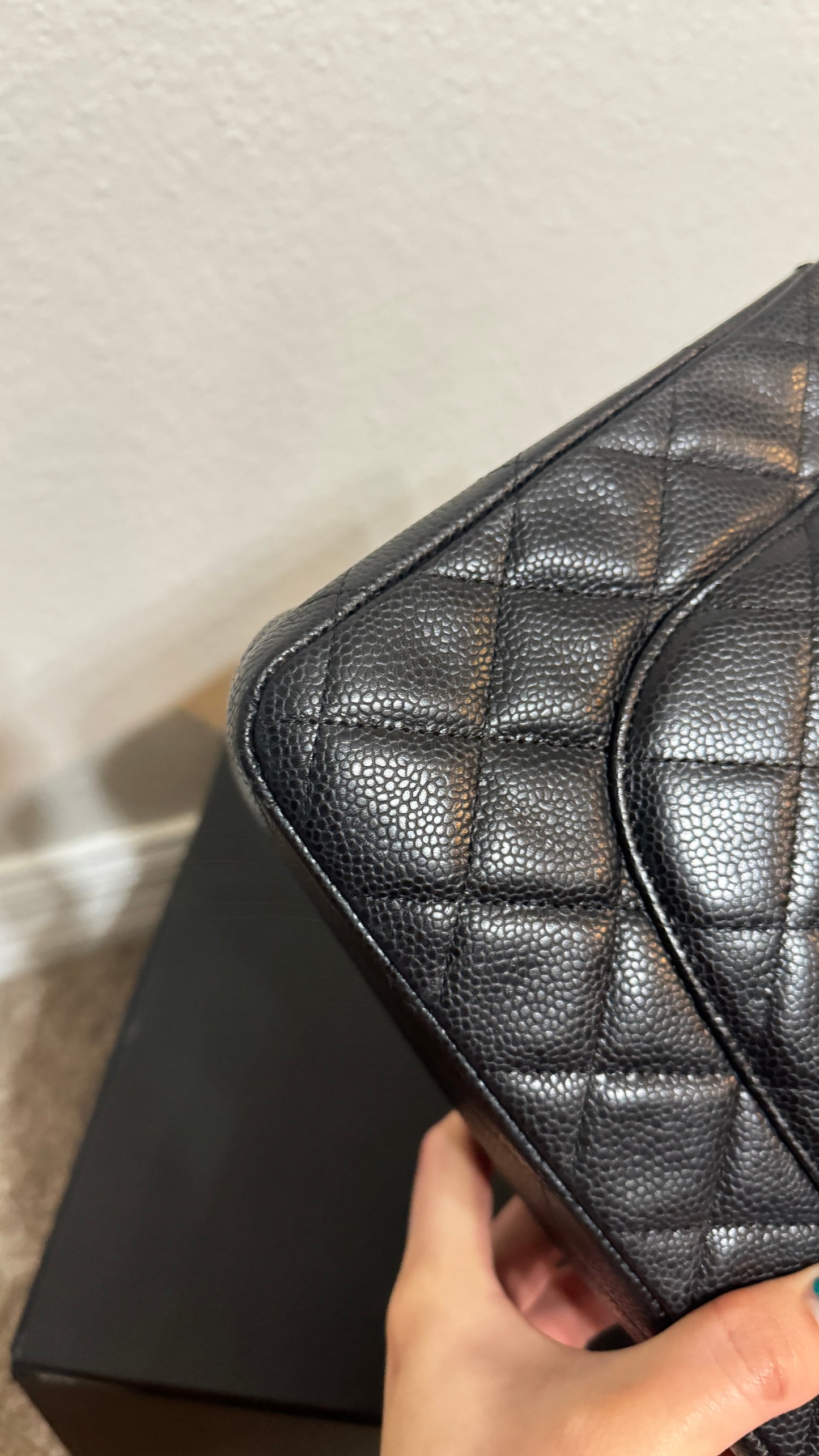 Chanel Classic Double Flap Jumbo Caviar Silver hardware Black