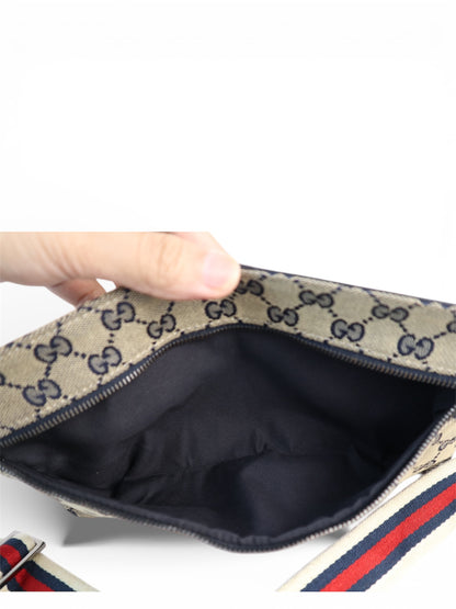 Gucci Vintage Double Belt Bag GG Canvas