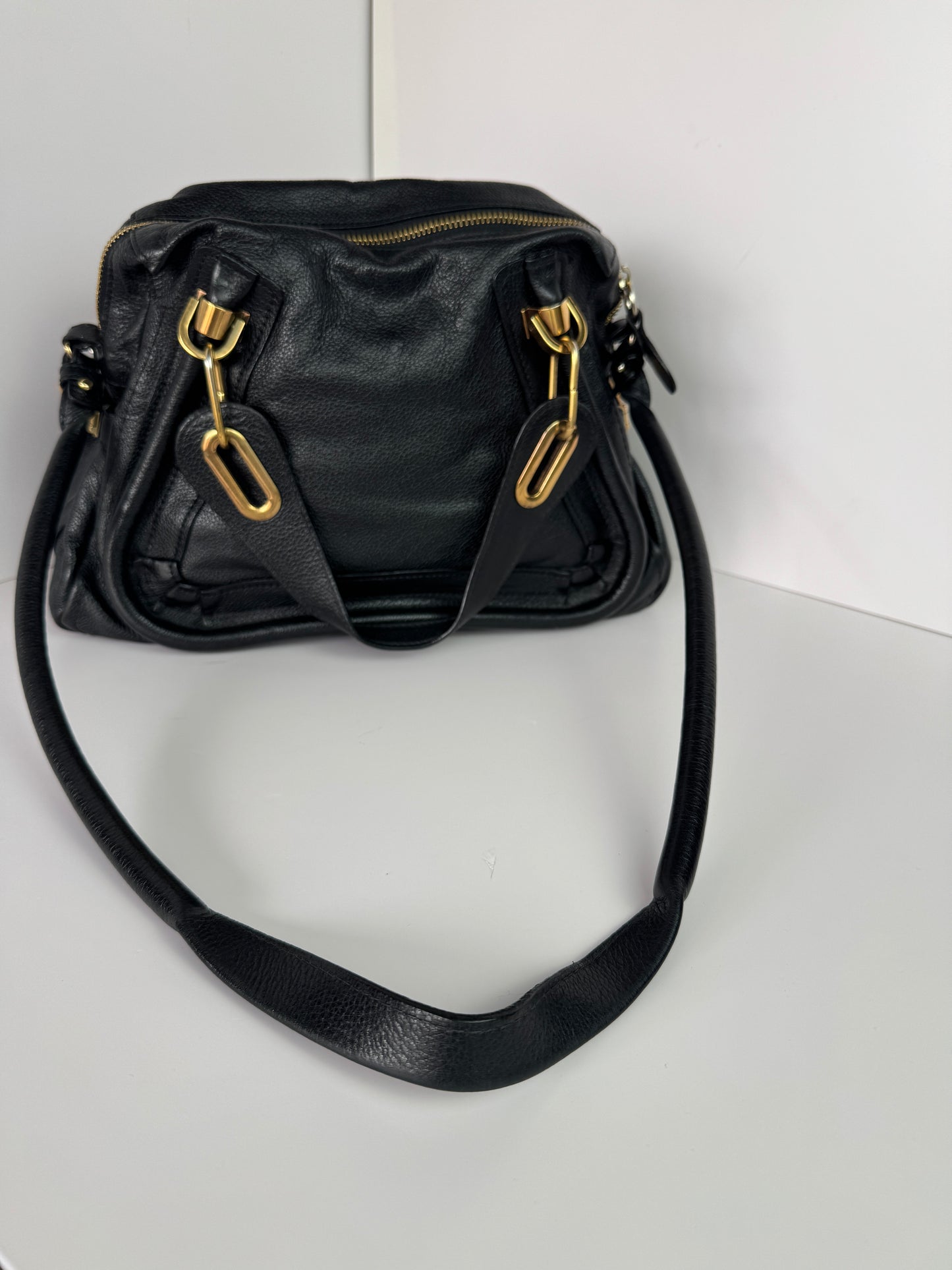 CHLOE Paraty Top Handle Bag Medium Leather Black