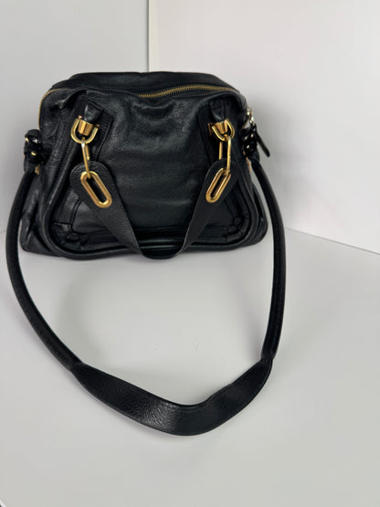 CHLOE Paraty Top Handle Bag Medium Leather Black