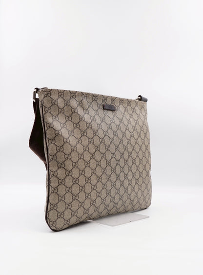 Gucci Flat GG Supreme Messenger Coated Canvas Brown