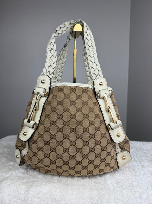 GUCCI Pelham Hobo Gg Canvas White