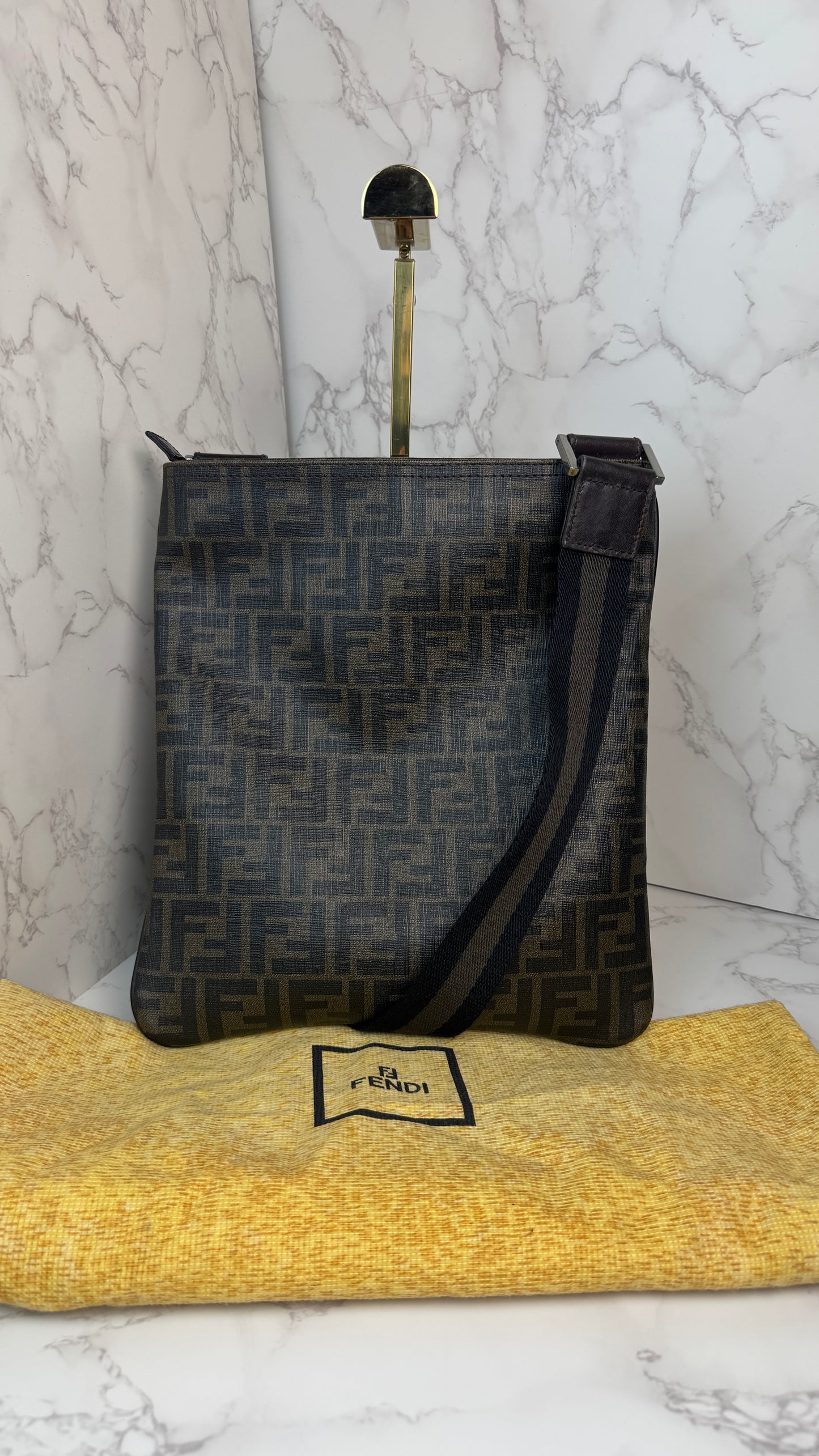 Fendi Zucca Canvas Crossbody Brown