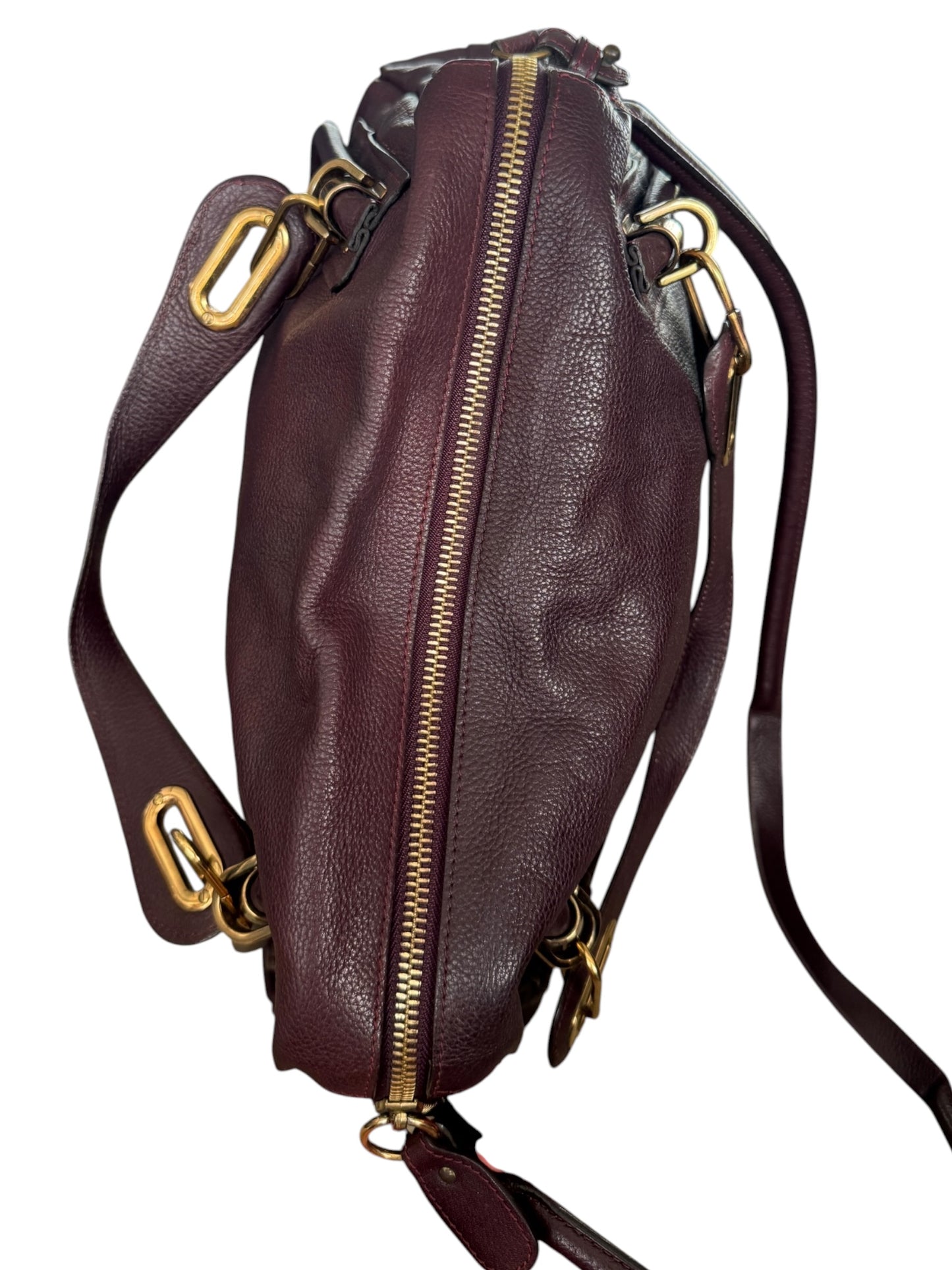 Chloe Paraty Top Handle bag Leather Medium Dark Burgundy