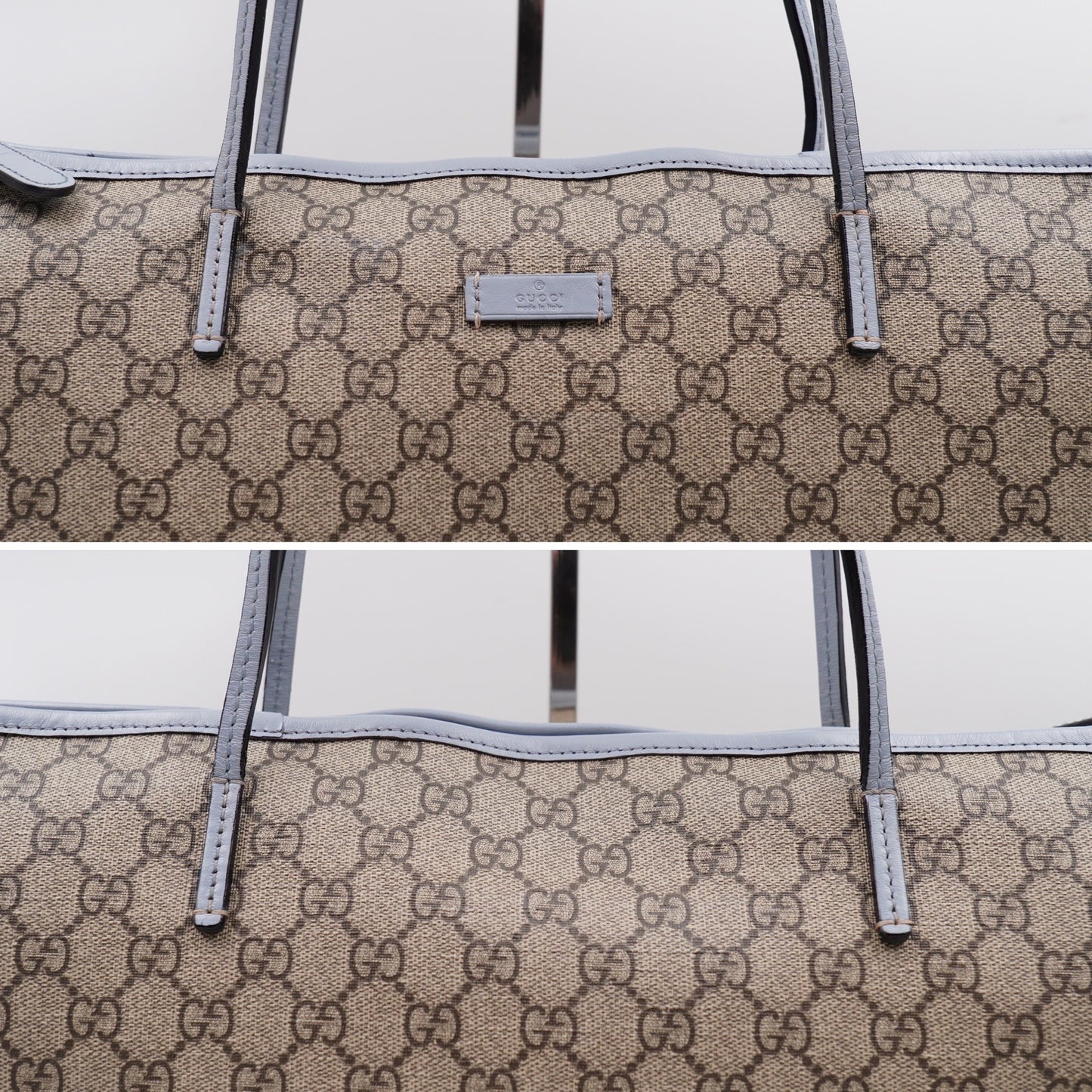 Gucci Convertible Zip Tote GG Coated Canvas with leather medium