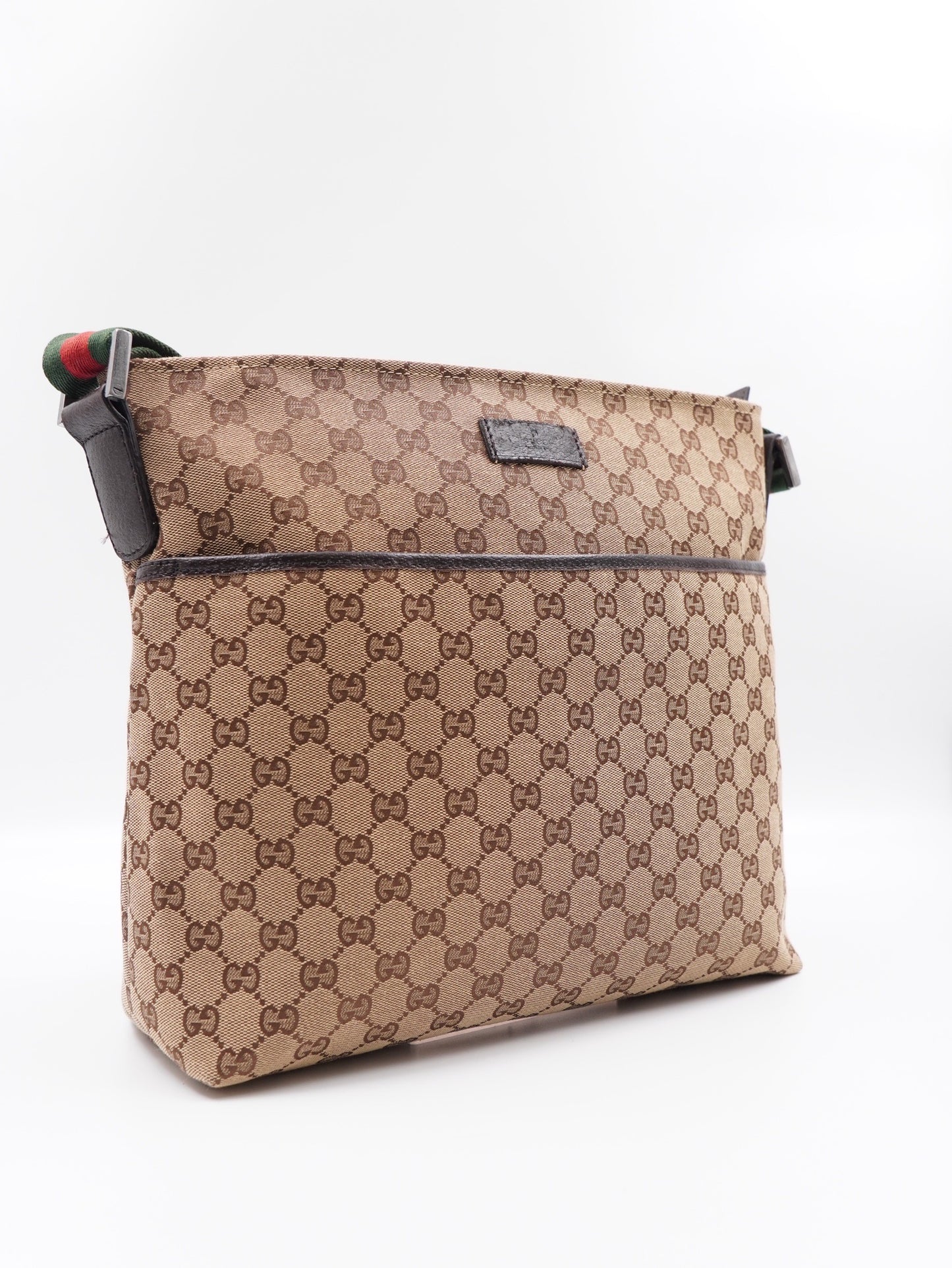 GUCCI GG Canvas Web Messenger Bag with leather trim (Vintage)