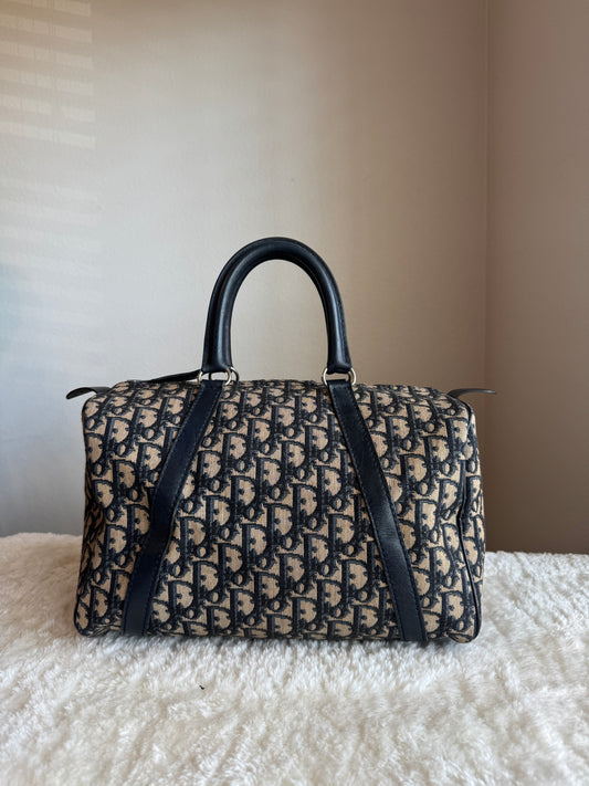 CHRISTIAN DIOR Vintage bowling Boston Bag Diorissimo  Canvas Medium size 30