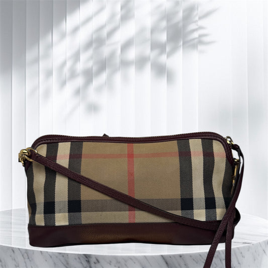 Burberry Convertible Clutch House Check Canvas Small