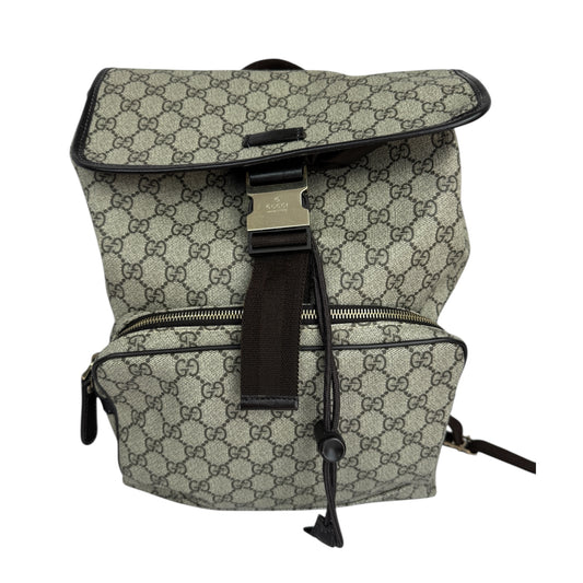Gucci Buckle Backpack GG Coated Canvas Medium