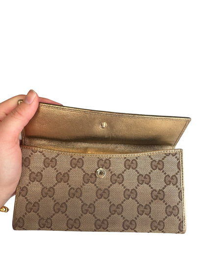 WA7👛 Gucci long wallet GG Canvas gold (COA included) retail $885