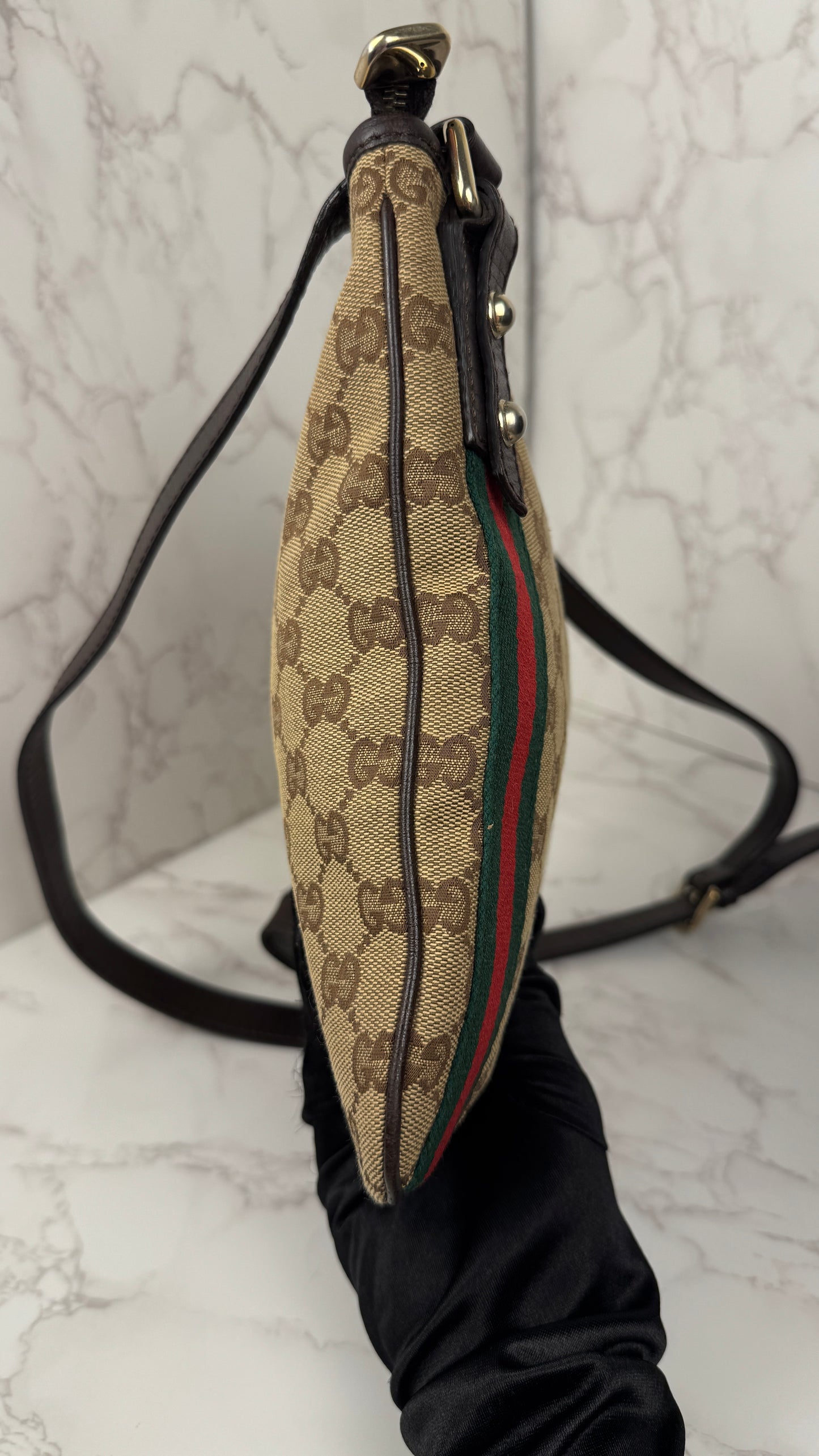 Gucci Jolicoeur GG Canvas Crossbody Brown