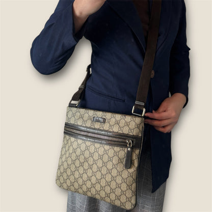 Gucci Flat Messenger GG Coated Canvas Medium