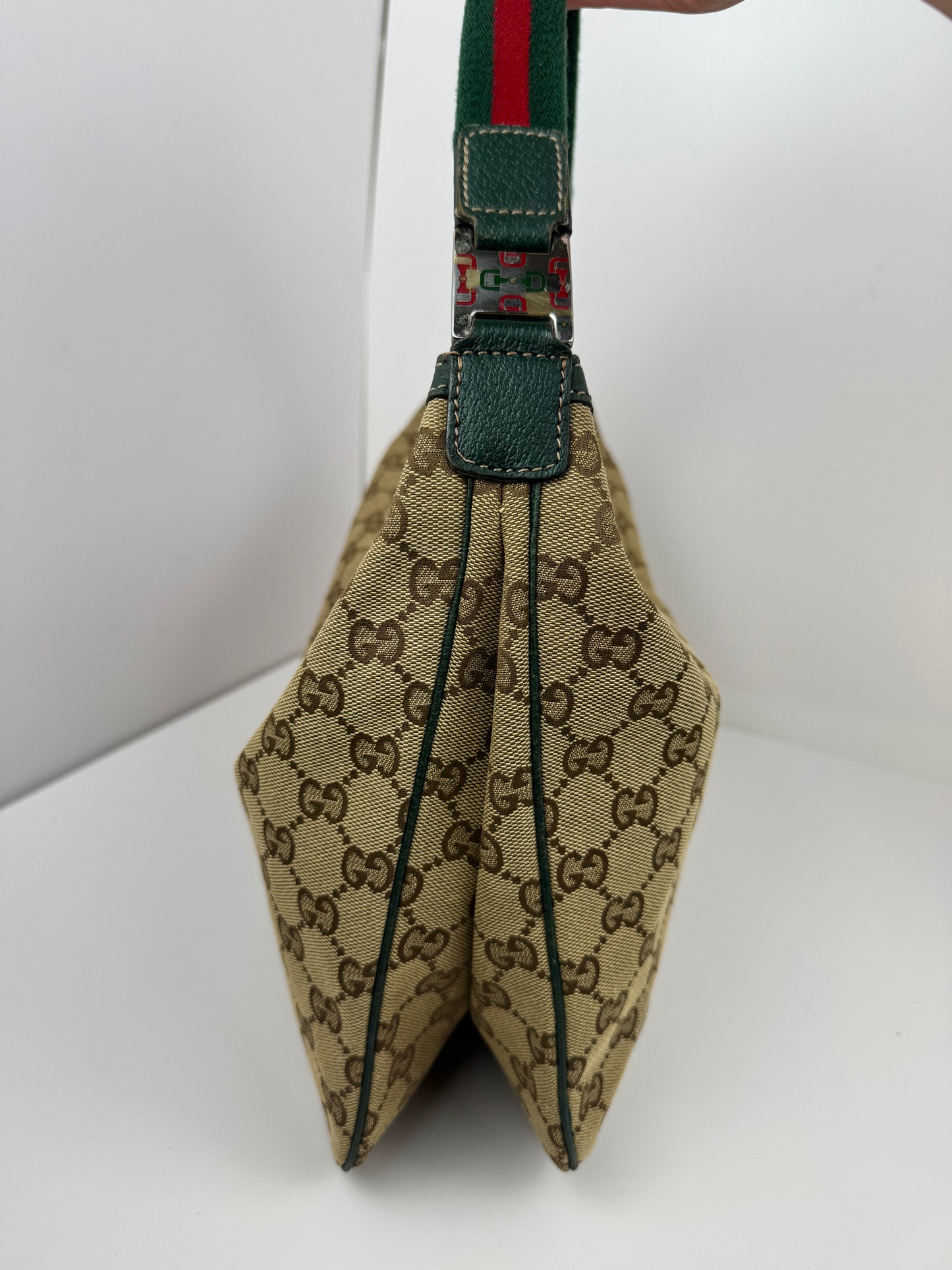 Gucci Hobo Shoulder Bag Sherry Line Strap Green