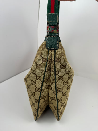 Gucci Hobo Shoulder Bag Sherry Line Strap Green