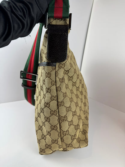 Gucci Web Flat Messenger GG Canvas Brown