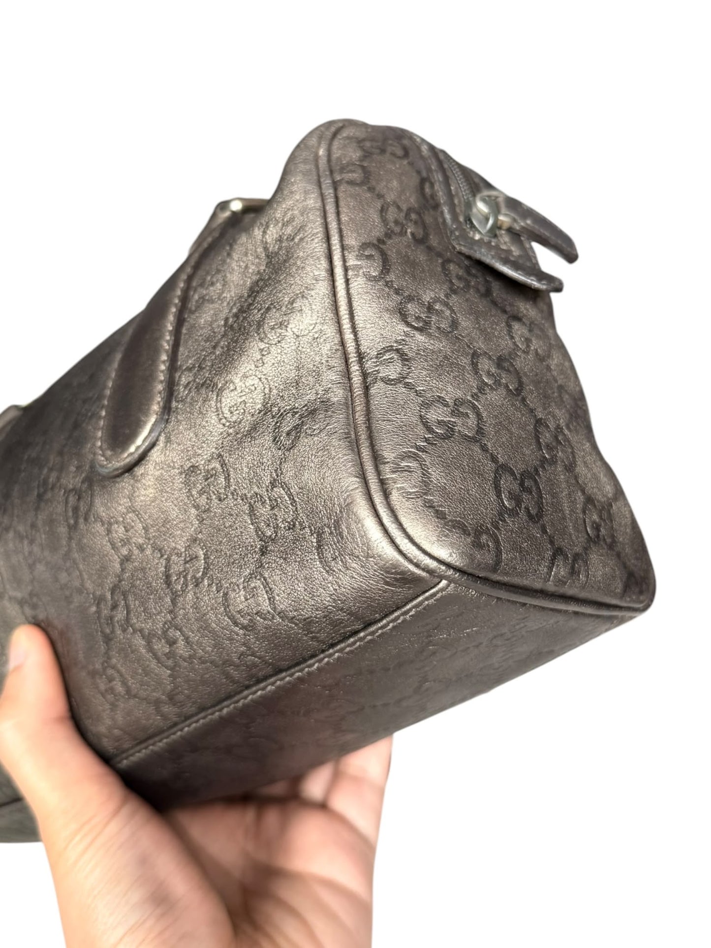 Gucci Boston Mini Guccisimma Leather Grey