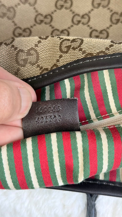 GUCCI New Britt Tote GG Canvas Dark brown Bag