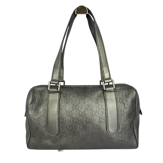 Gucci Boston Embossed Leather Monogram Grey