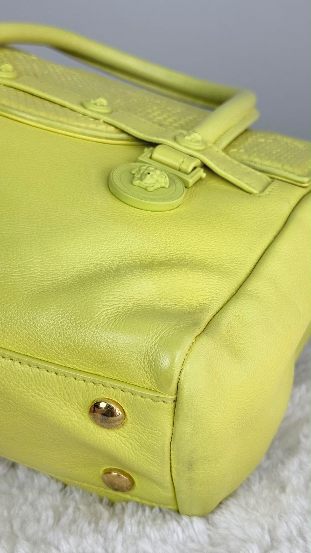 VERSACE Top Handle leather Bag Neon