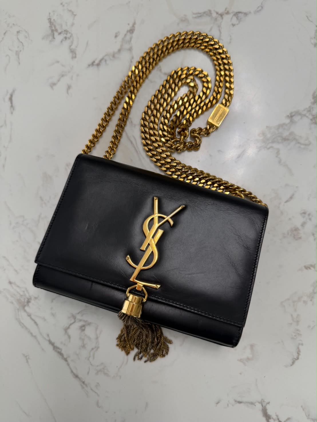 Saint Laurent Kate Small Tassel Leather Black