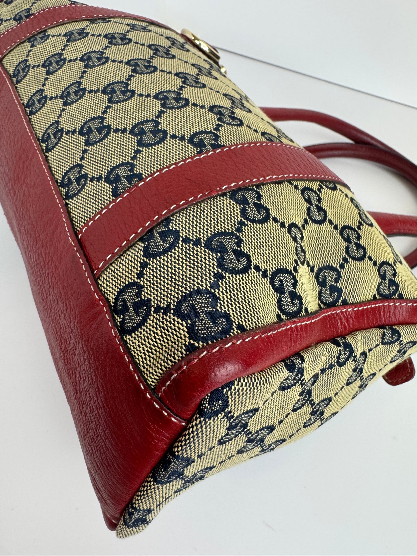 Gucci GG Canvas Boston Navy and red