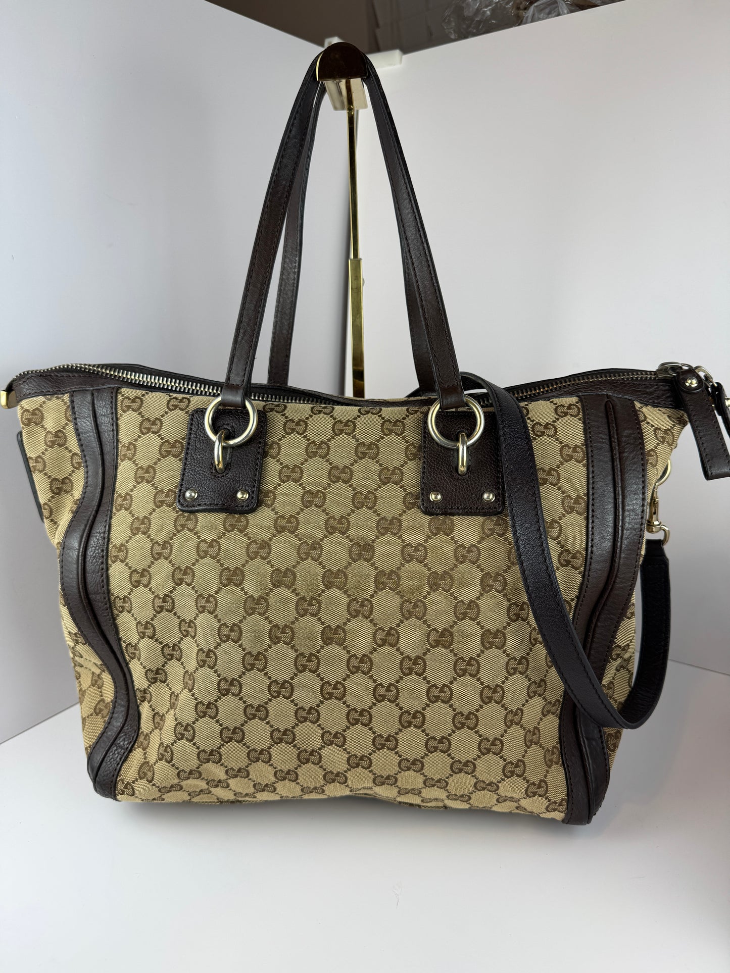 Gucci GG Charm Convertible Tote GG Canvas Brown