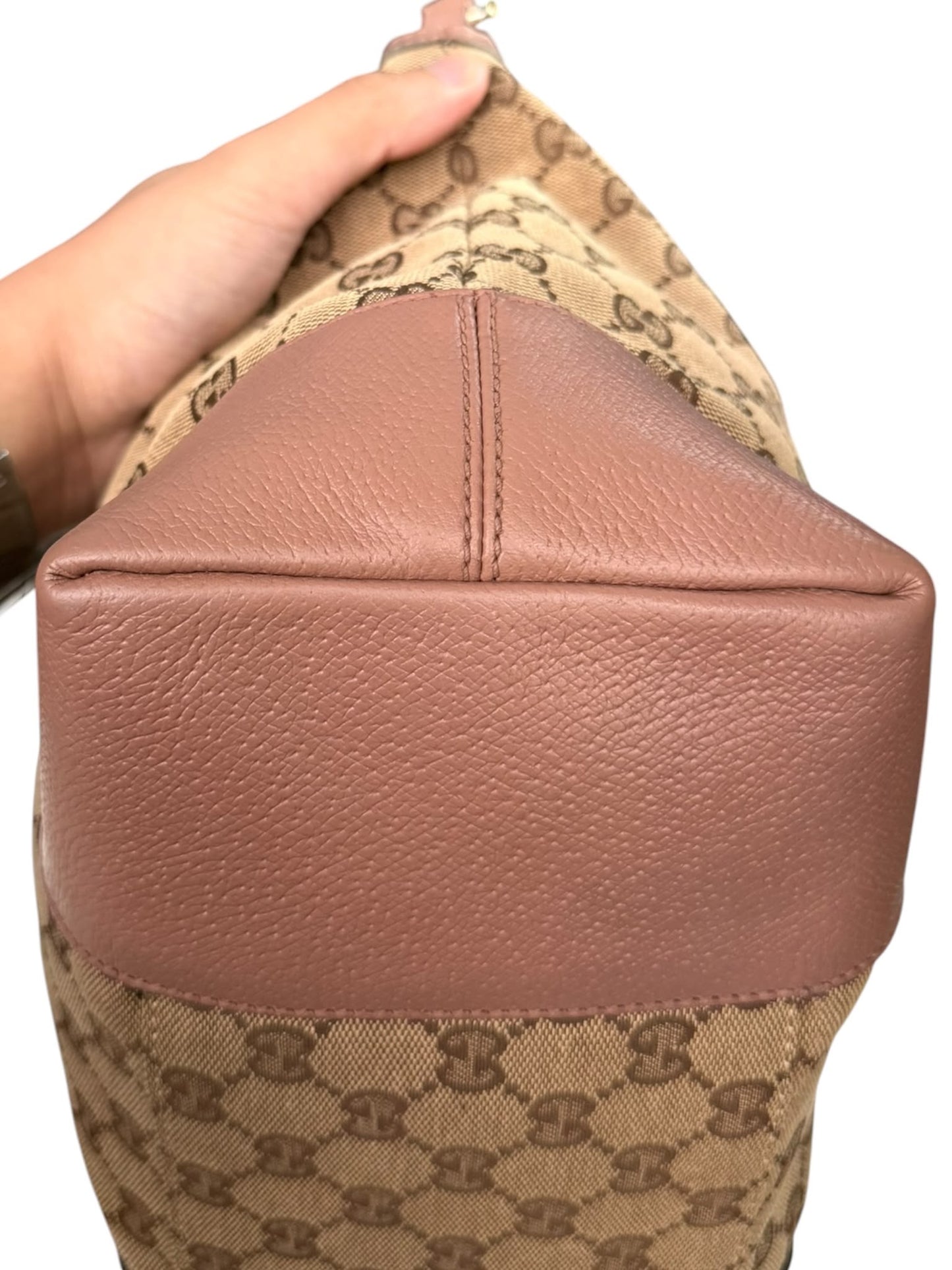 Gucci Bree convertible top handle bag GG Canvas medium pink
