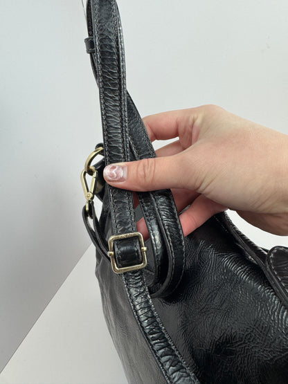 FENDI Patent Fly Shoulder Bag Black