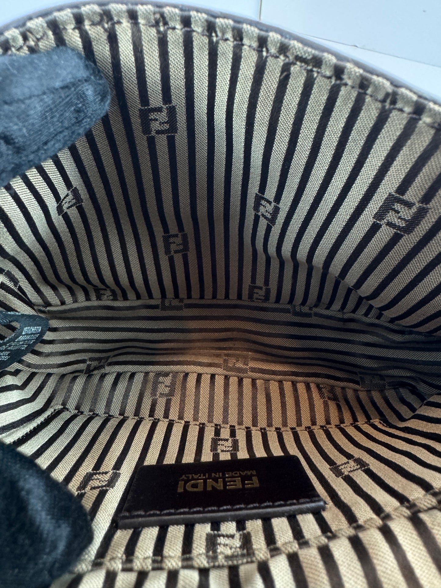 Fendi Vitello Elite Small Chameleon Crossbody Dark Brown