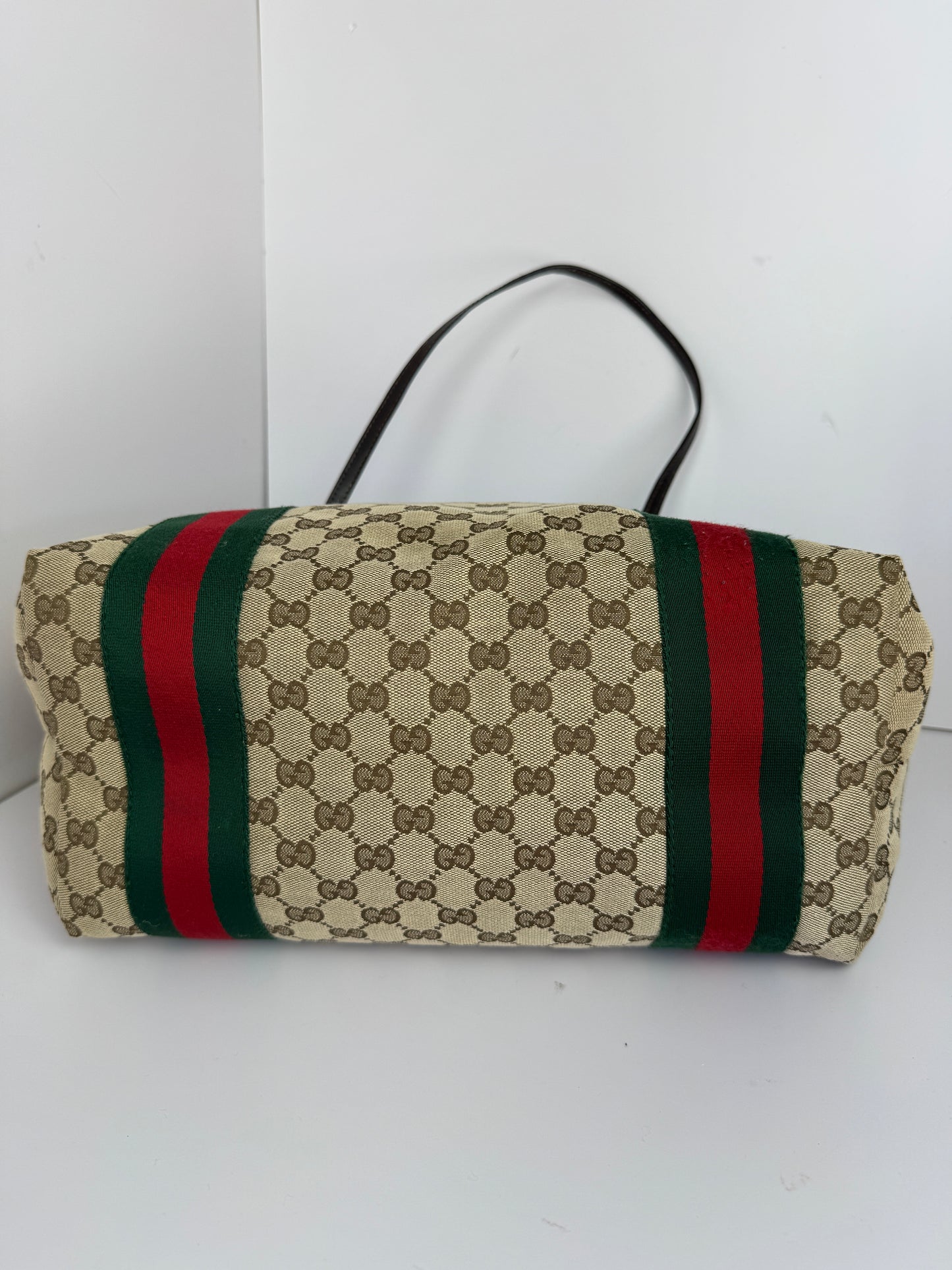 Gucci Web Tote GG Canvas Dark Brown